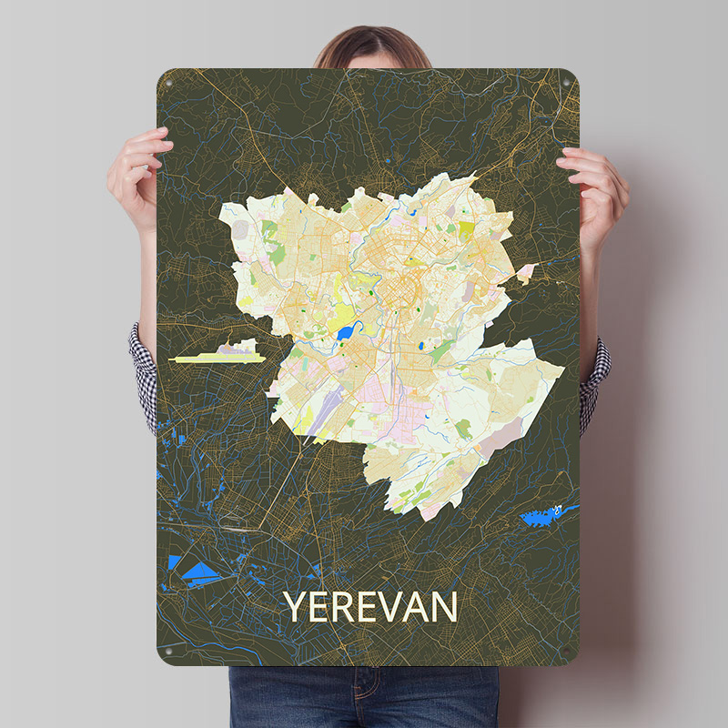 Vintage Gaming Accessories - Yerevan City Map Tinplate Poster Custom