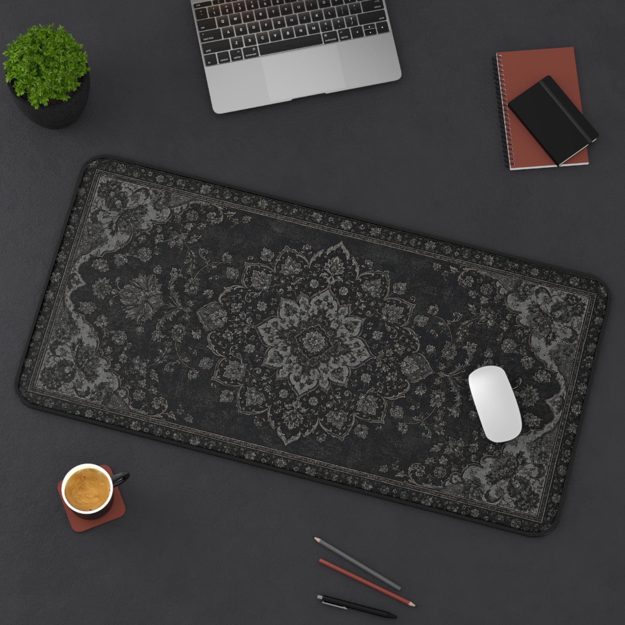 Vintage Gaming Accessories - Black Rug Desk Mat Dark Academia