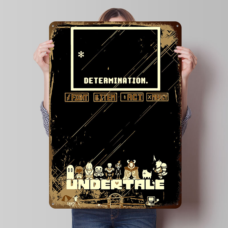 Vintage Gaming Accessories - Undertale Metal Poster Custom Wall Art