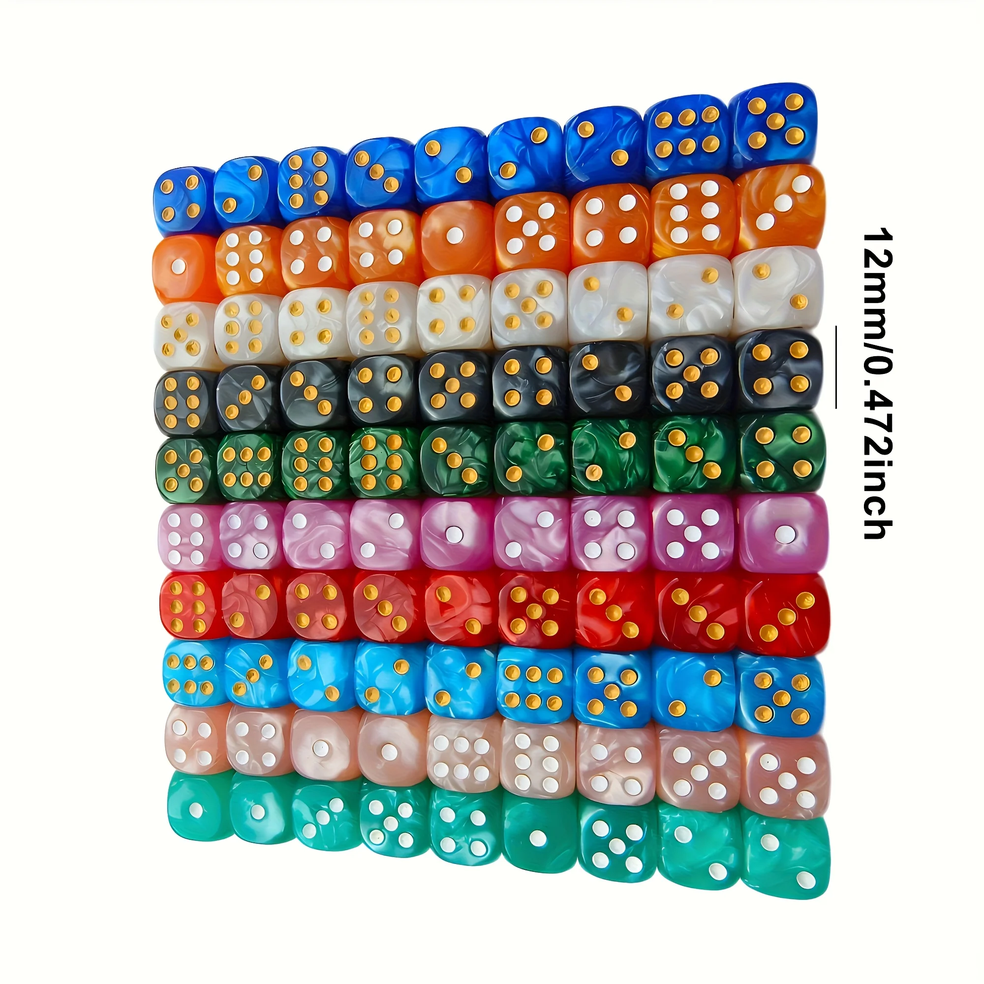 10Pcs 12mm Pearl Swirl D6 Dice - огляд і ціна Gaming Handheld Accessories
