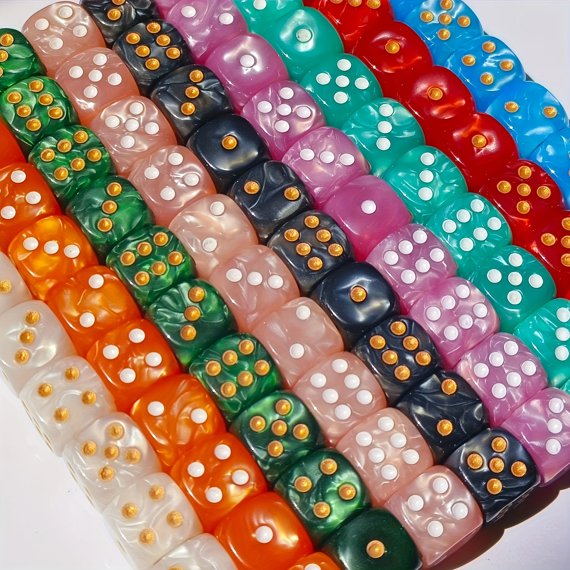 10Pcs 12mm Pearl Swirl D6 Dice - огляд і ціна Gaming Handheld Accessories