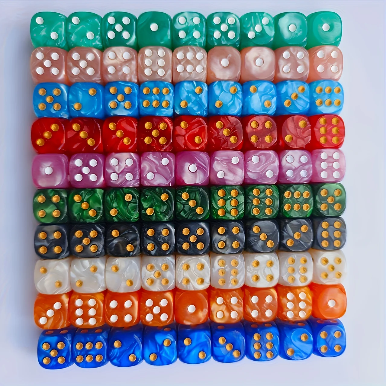 10Pcs 12mm Pearl Swirl D6 Dice - огляд і ціна Gaming Handheld Accessories